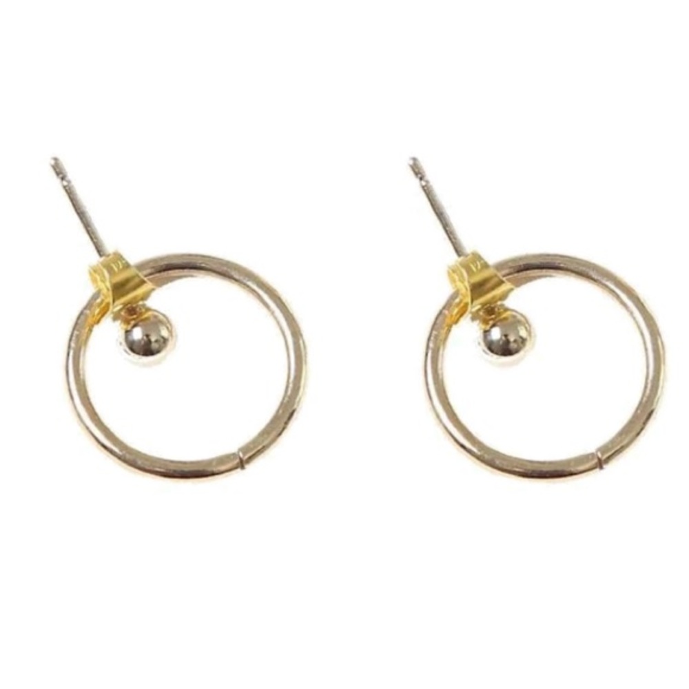 Gold Tone Ball Circle Jacket Stud Earrings - Picture 7 of 8